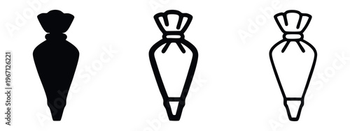 Icing Piping Bag Icon Set - Tool for Decorating Cakes, Cookies, and Pastries