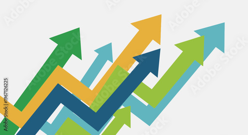 Colorful arrows, growth chart, business success, infographic elements, vector icons