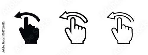 Hand Swipe Left Gesture Icons Set. Back or Undo Symbol Vector Illustration