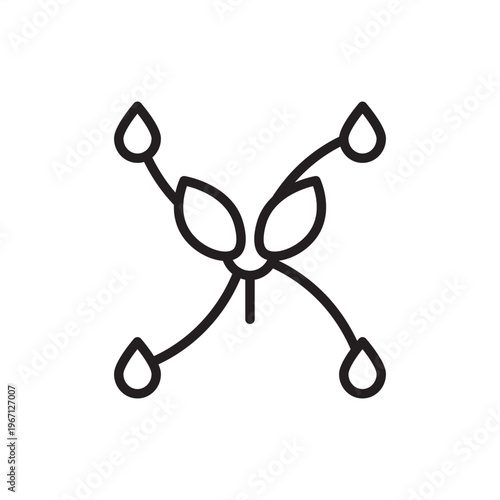 Irrigation pivot icon. Precision agtech, representing center-pivot hardware, radial watering tools, automated crop irrigation systems, water management gear, and large-scale agricultural distribution.