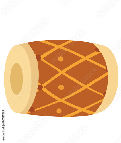 Magh Bihu, Pongal traditional Indian drum instrument used in festivals and celebrations, flat vector illustration.
