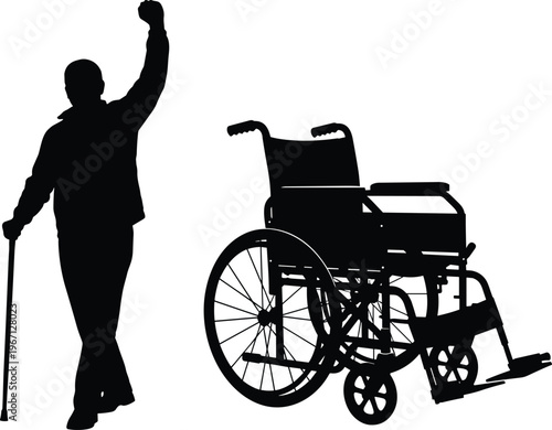 Black silhouettes set of diverse people walking, stepping forward, and moving in various casual poses isolated on white background, movement