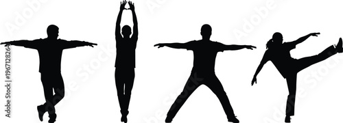 Black silhouettes set of mothers holding hands with children while carrying shopping bags, family retail therapy isolated on white background