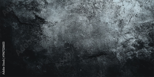 Dark grunge black and white abstract background with a rough textured old concrete wall and dirty vintage paper stone pattern