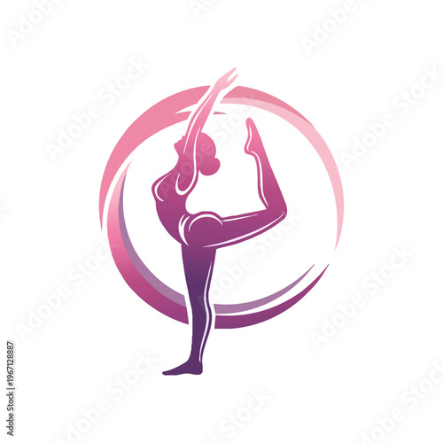 Graceful Woman Practicing Yoga Pose in a Circular Frame.