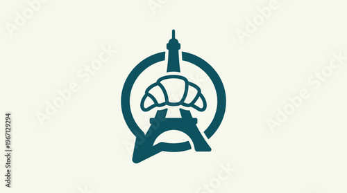Parisian Icon Featuring Eiffel Tower and Croissant