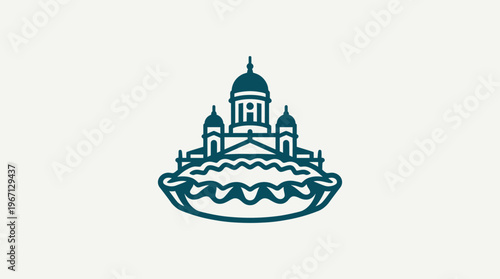 Stylized Helsinki Cathedral on Finnish Pie