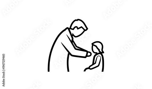 Minimal Doctor and Child Icon – Pediatric Healthcare Silhouette Vector Symbol