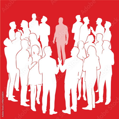 Social Anxiety Concept with Transparent Person in Crowd Representing Isolation Invisibility and Emotional Disconnection Illustration