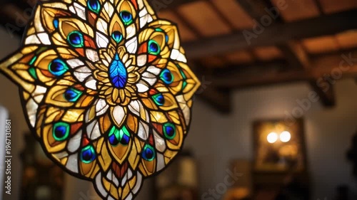 Stained glass lamp interior decoration.