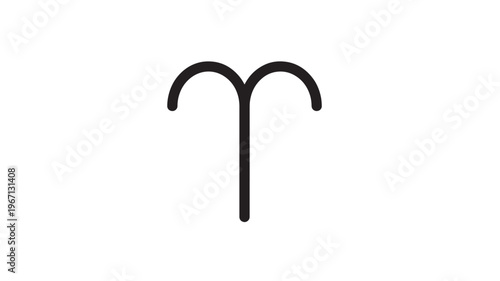 Aries zodiac sign symbol with a bold black line on a pure white background, representing astrology and horoscopes.