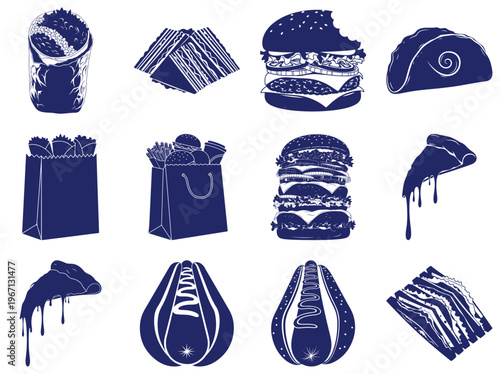 Blue fast food on white background isolated cutout 1