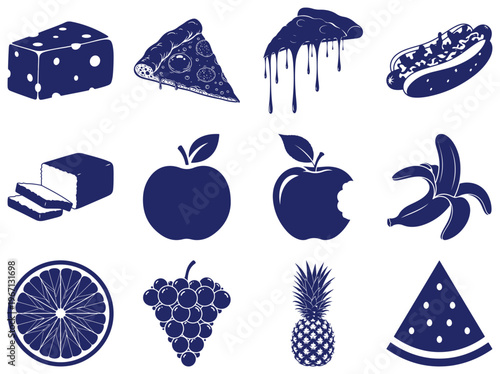 Blue food on white background cheese pizza