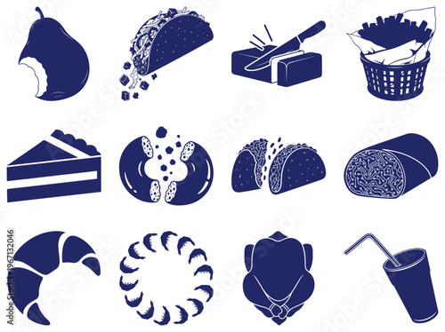 Blue food on white background isolated cutout 3