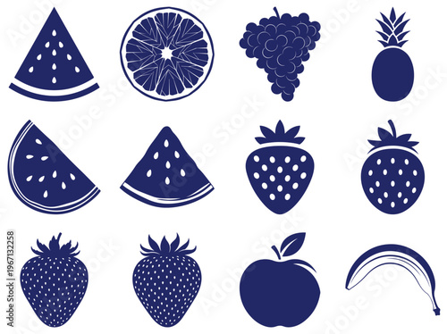 Blue fruit on white background isolated cutout transparent background