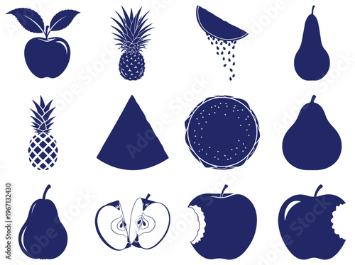 Blue fruit on white isolated cutout 1 transparent background