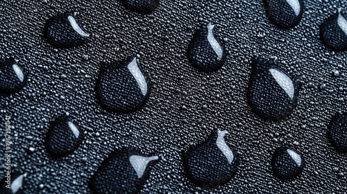 Rain shedding coated surface advanced textile coating technology water repulsion mechanics fabric protection showing contrast between wet dry areas macro shot