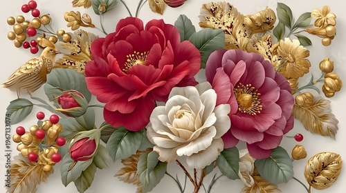 Luxury botanical flower pattern with classic decorative style high resolution Background