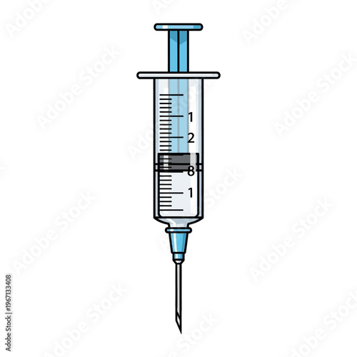 Medical Syringe with Needle, Illustration