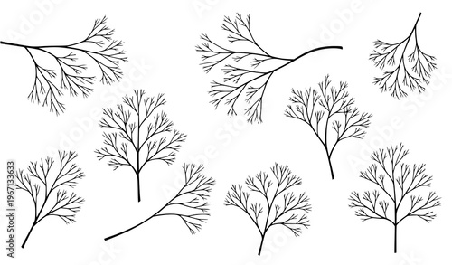 A set of eight minimalist line art illustrations depicting various human figures experiencing physical and mental discomfort or pain in a simple and iconic style