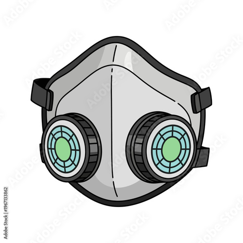 Modern Respirator Mask with Dual Filters - Illustration