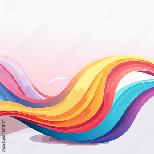 Abstrakte farbige Linien und wirbelnde Bänder – dynamische 3D-Gradient-Wellen für modernes Design