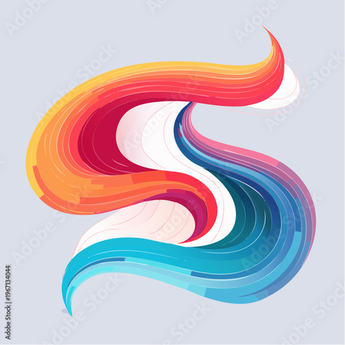 Abstrakte farbige Linien und wirbelnde Bänder – dynamische 3D-Gradient-Wellen für modernes Design