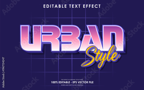 Urban Style Editable Text Effect with Retro Gradient and Grid Background.