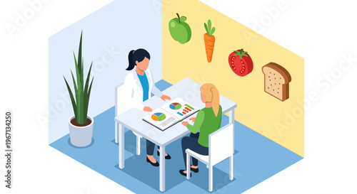 Nutritionist consulting with a patient about healthy eating choices.