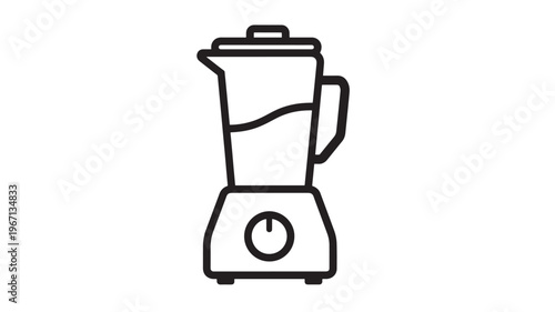 Blender icon with handle and lid, featuring a simple outline design and a single control dial on the base.