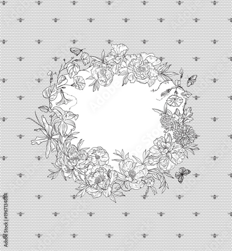 lace flowers frame decoration element	