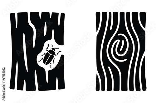 Vector illustration of wood texture and beetle