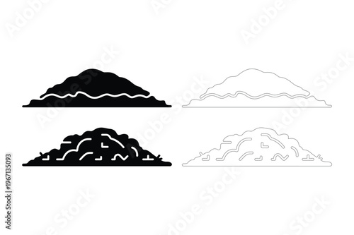 Vector illustration of piles of dirt or soil