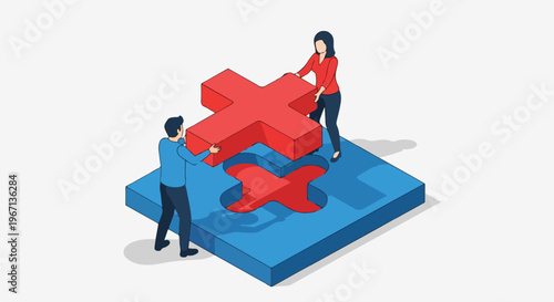 teamwork concept with people assembling puzzle pieces