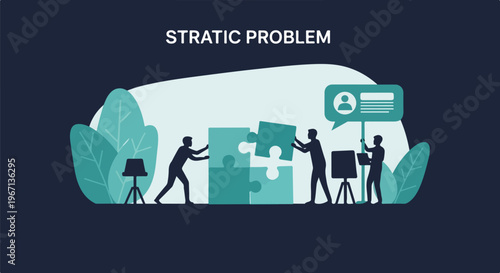 Strategic problem solving team working together