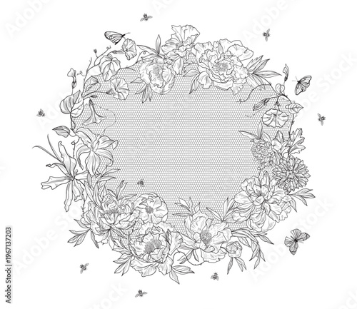 lace flowers frame decoration element	
