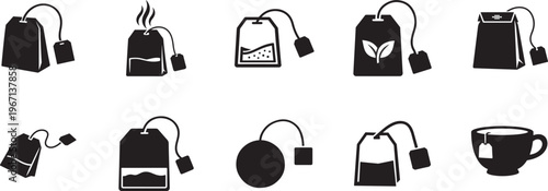Tea bag icons set teabag symbol vector illustration isolated clean minimal beverage design.