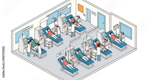 Medical Intensive Care Unit with Patients and Staff.