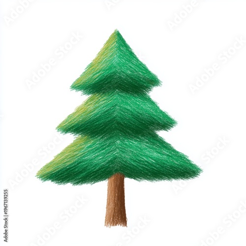 Minimal hand-drawn pine tree illustration nature digital art simple design isolated view eco-friendly concept