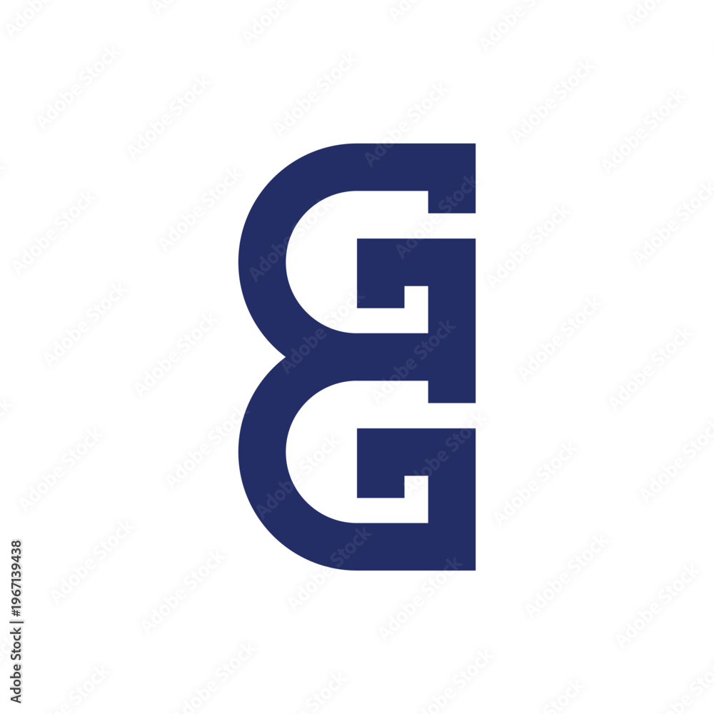 Obraz premium Modern Navy Monogram Letter GG Logo With Vertical Mirrored Stacked Typography For Branding And Identity