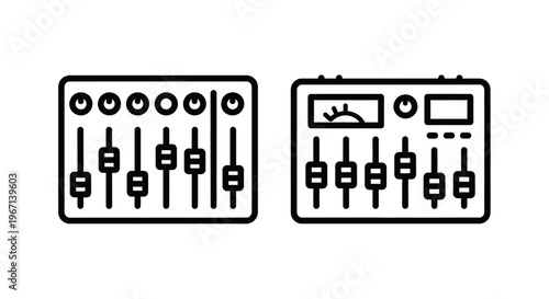 Two audio mixing console icons with sliders