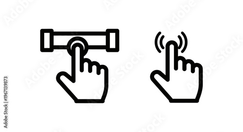 Hand scrolling on a bar and a finger swiping gesture icon