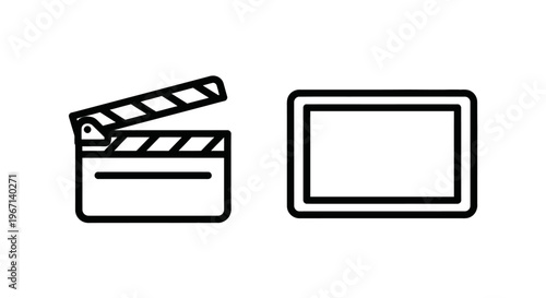 Clapperboard and blank screen icons