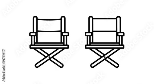 Director chairs, film set equipment icon set
