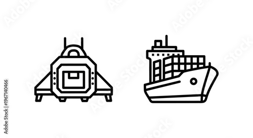 Space freight and freight ship icons