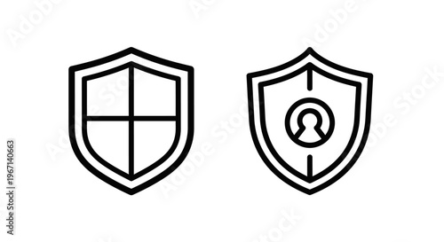 Security and user protection shield outline icons