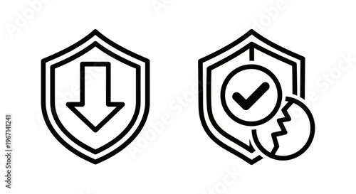 Download security and verified free protection line icons