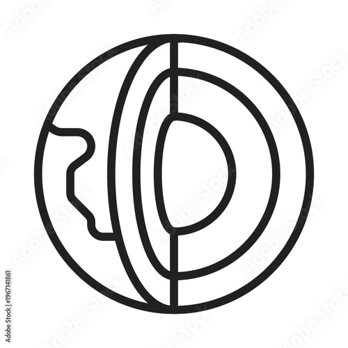 Earth layers cross section line icon