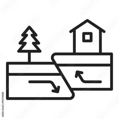 Tectonic plate movement line icon