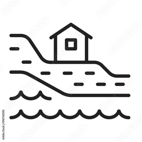 Sediment deposition water line icon